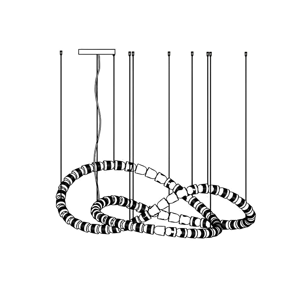 Elyisaine Chandelier Crystal Gold LED 3-Line