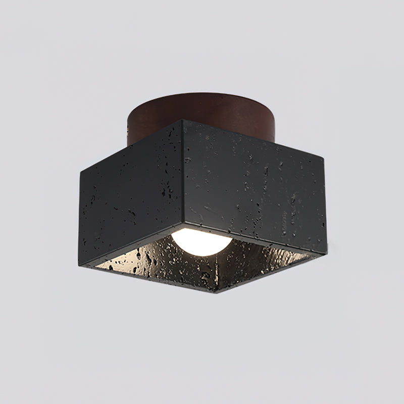 Rilon Sqaure&Round Ceiling Light  Black& Yellow Travertine