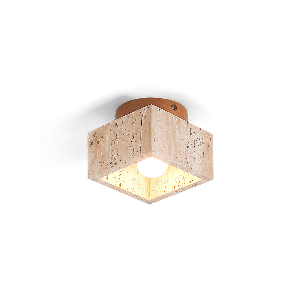 Rilon Sqaure&Round Ceiling Light  Black& Yellow Travertine