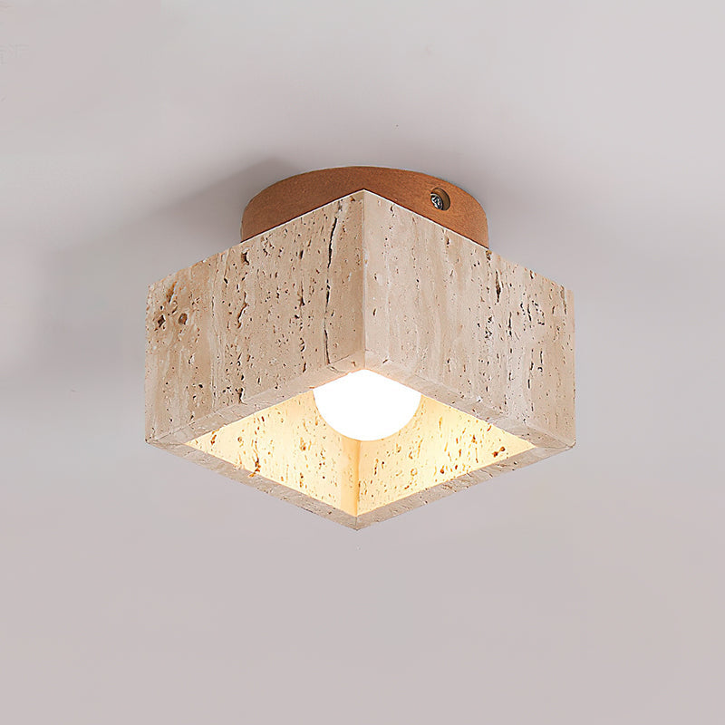 Rilon Sqaure&Round Ceiling Light  Black& Yellow Travertine