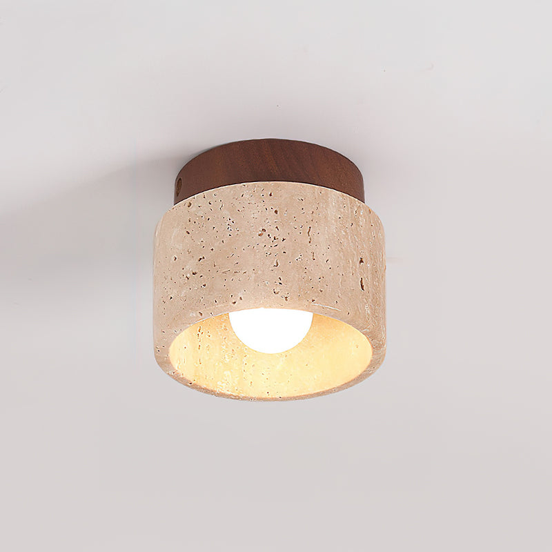 Rilon Sqaure&Round Ceiling Light  Black& Yellow Travertine