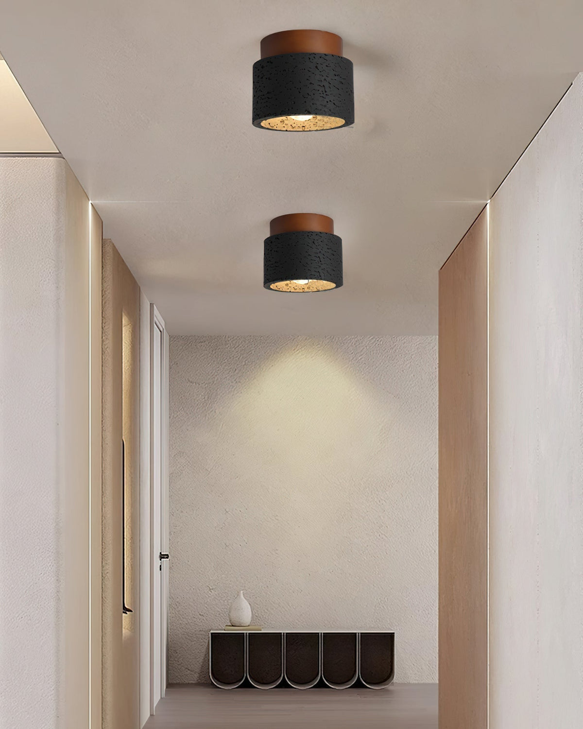 Rilon Sqaure&Round Ceiling Light  Black& Yellow Travertine