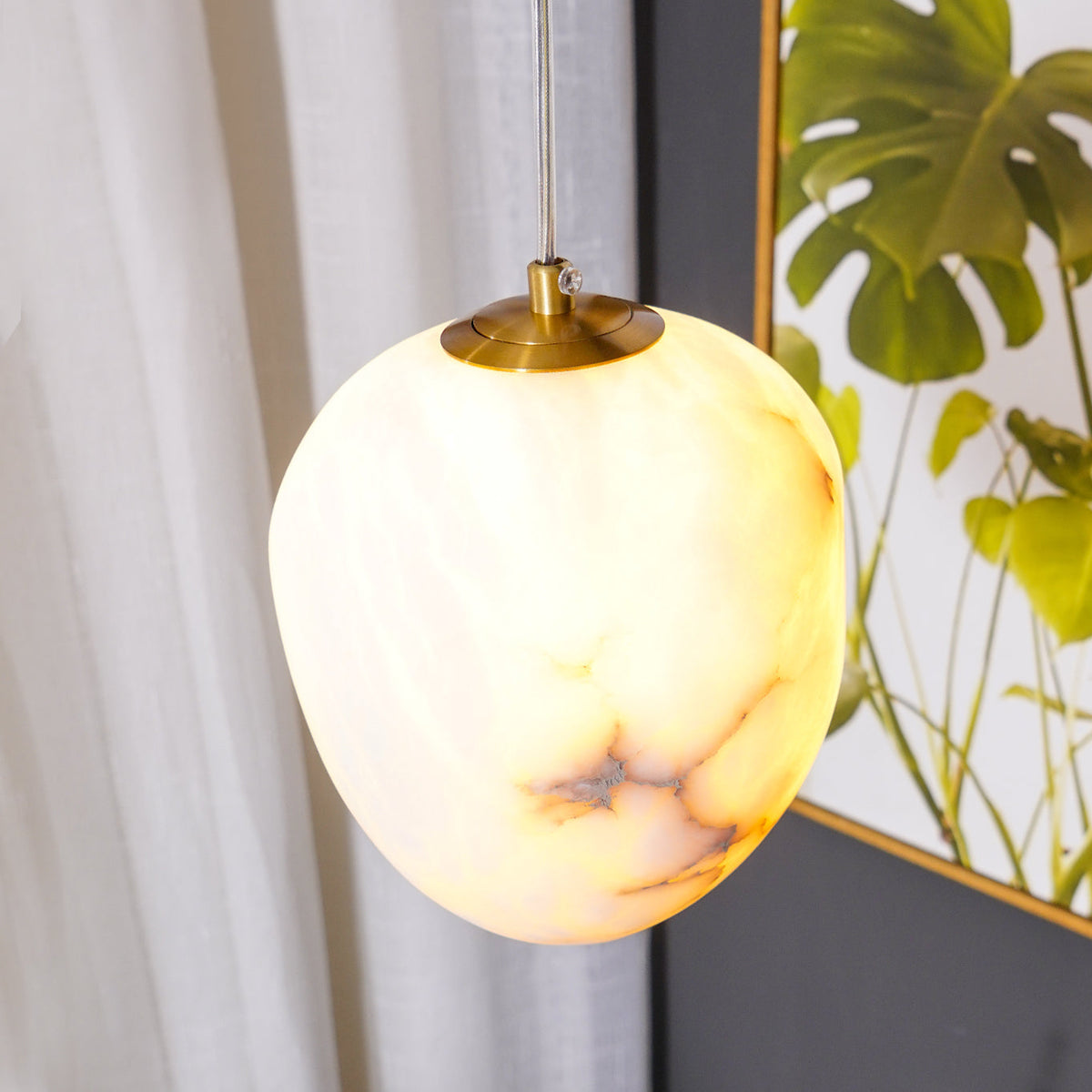 Ralen Pendant Lamp Alabaster Brass Sophistication