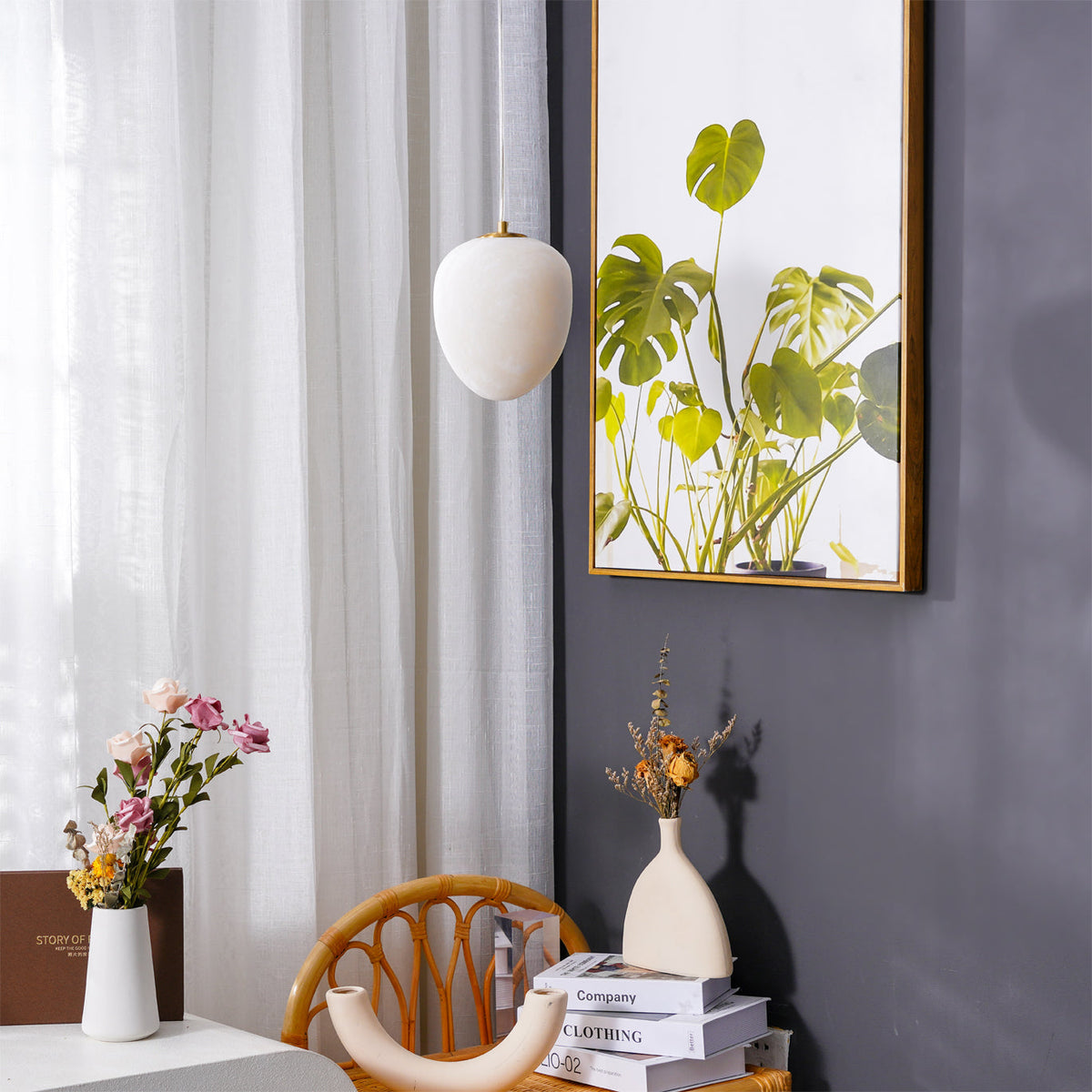 Ralen Pendant Lamp Alabaster Brass Sophistication