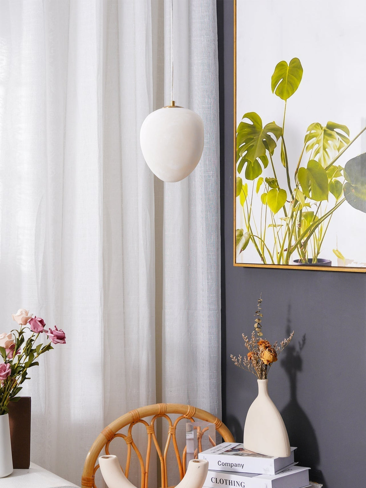 Ralen Pendant Lamp Alabaster Brass Sophistication