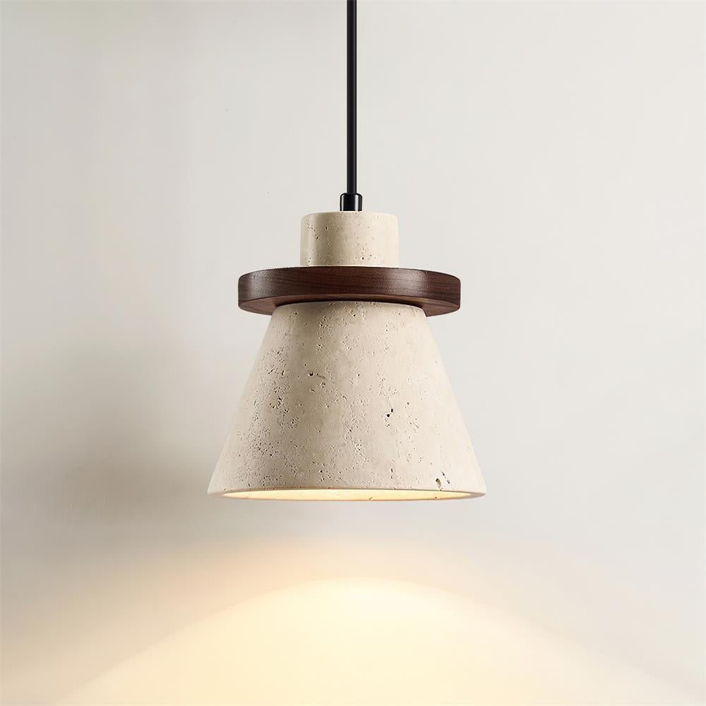 Virela Pendant Lamp Travertine Wood Minimalist