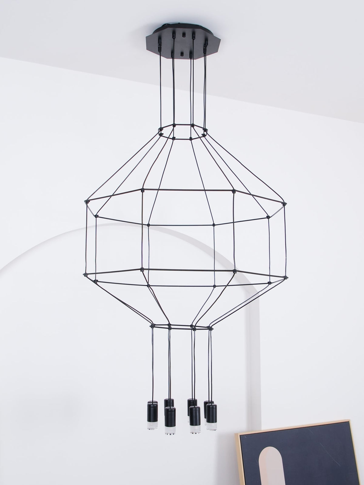 Elaalora Pendant Lamp Geometric Wire Black LED