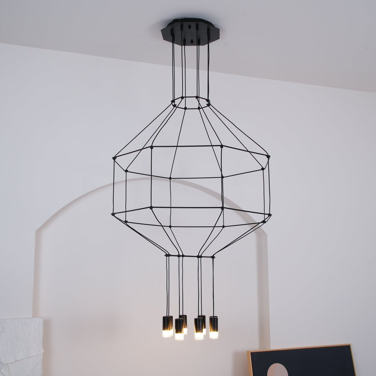 Elaalora Pendant Lamp Geometric Wire Black LED