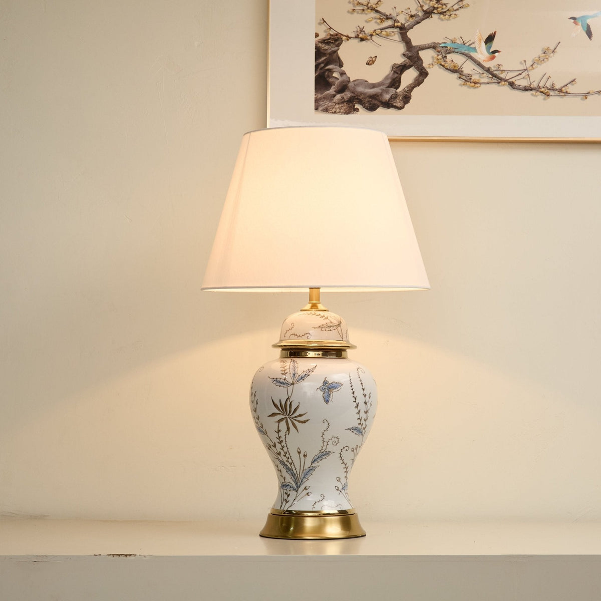 Gilt Accented Ceramic Table Lamp