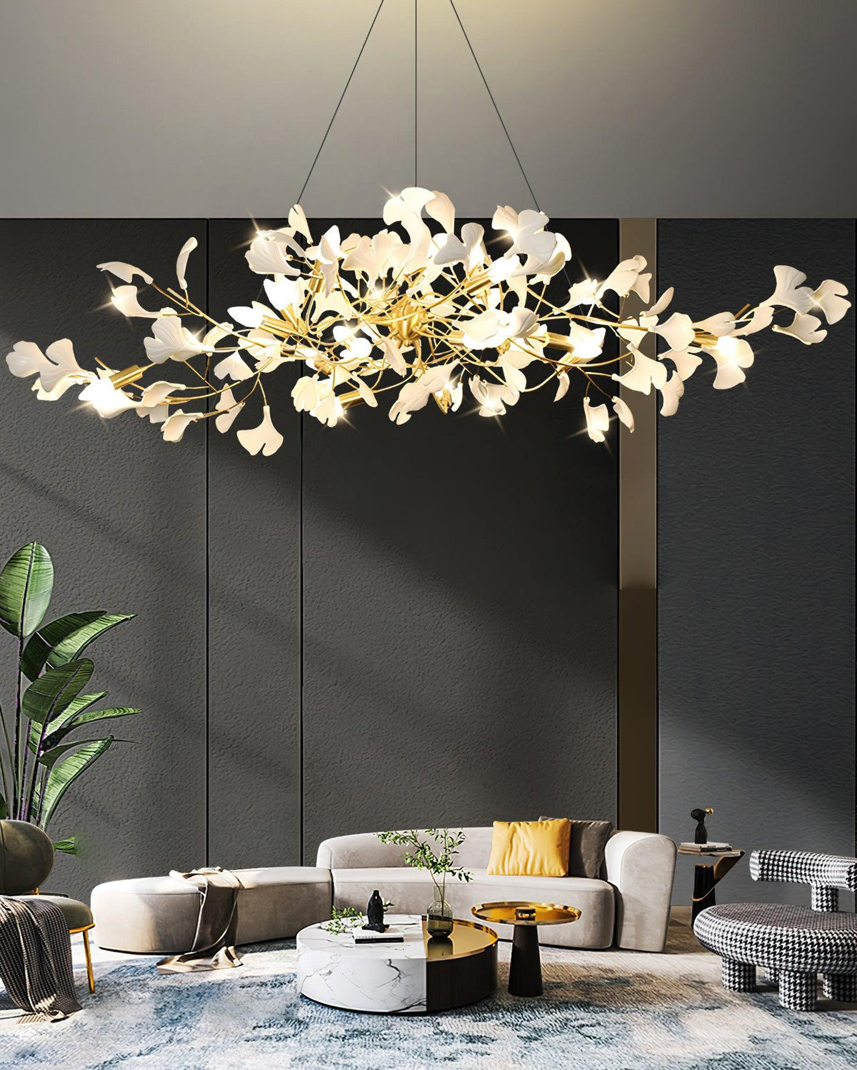 Dostix Pendant Lamp Gingko Ceramic Leaves