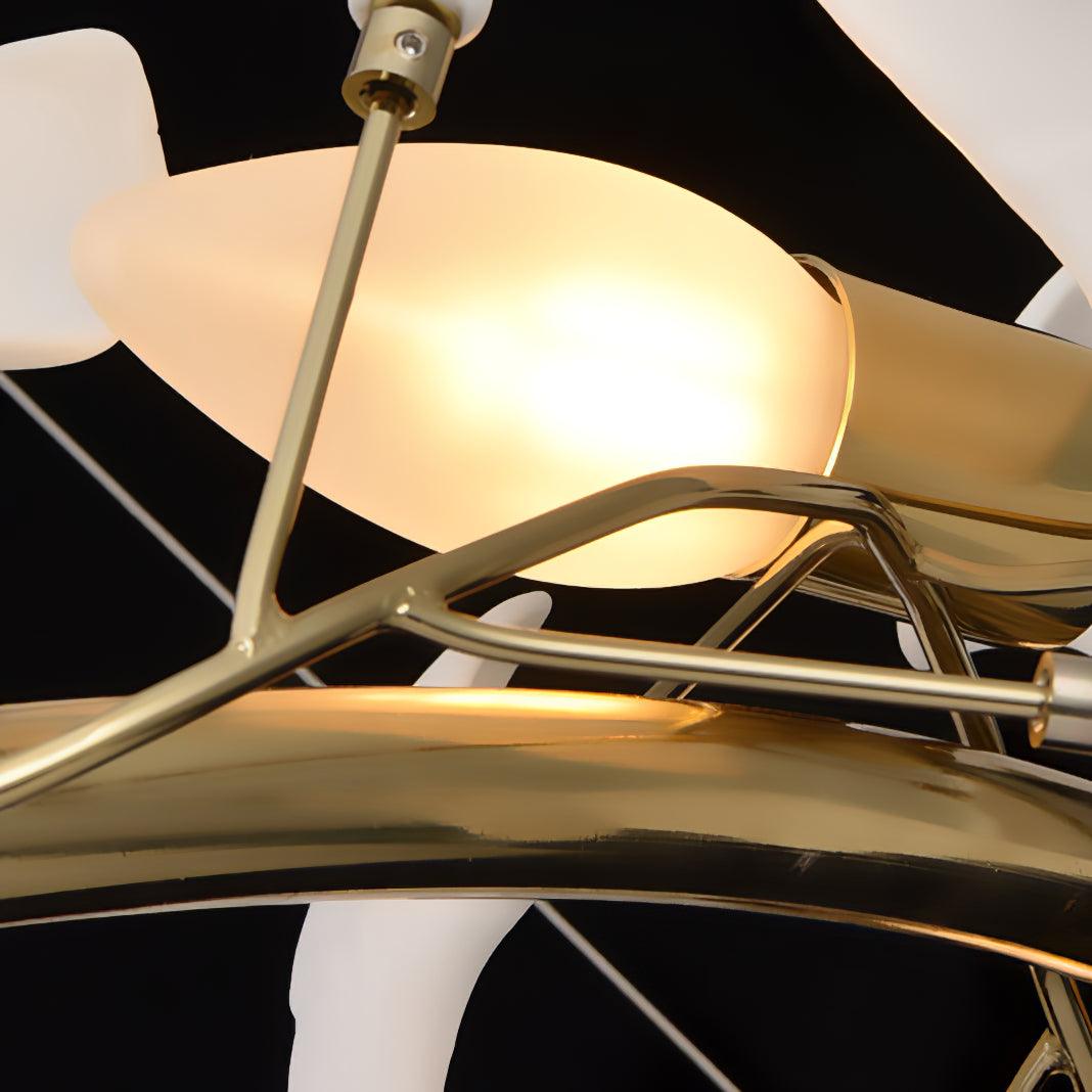 Hobisud Modern Gold Staircase Chandelier, Metal & Ceramic