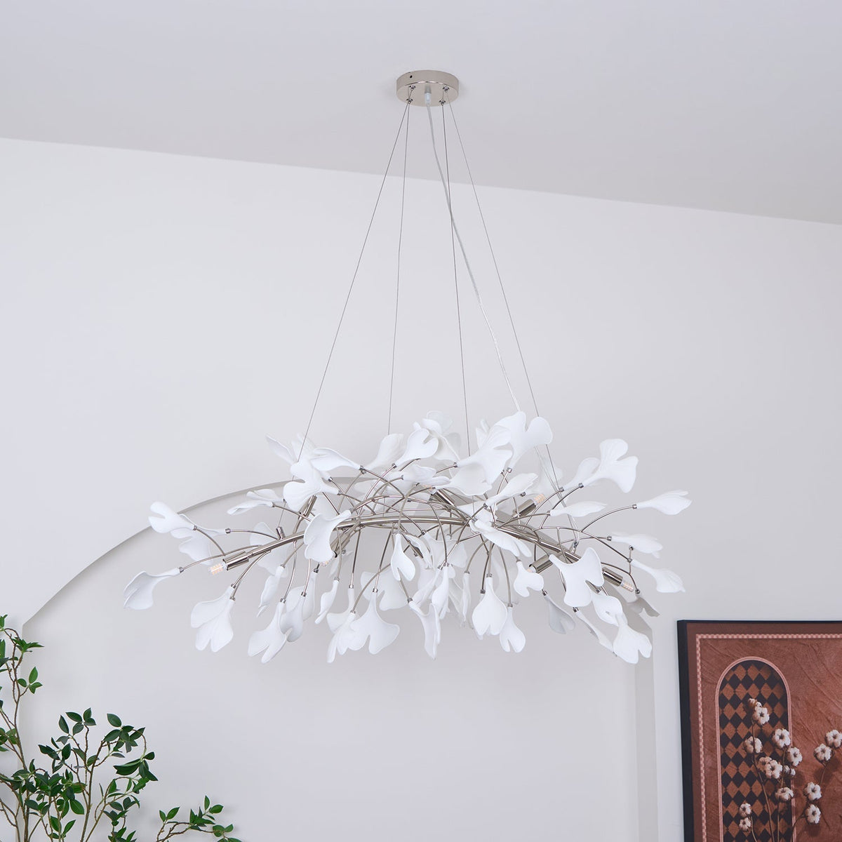 Zubeles Gingko Chandelier Art Deco Bent Downwards