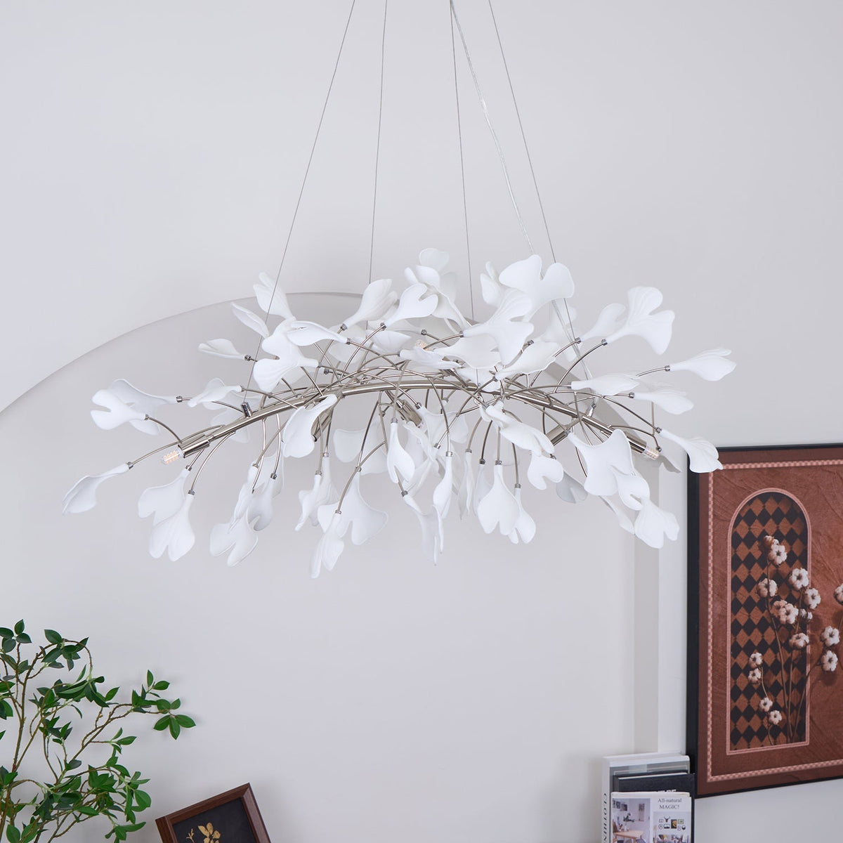 Zubeles Gingko Chandelier Art Deco Bent Downwards