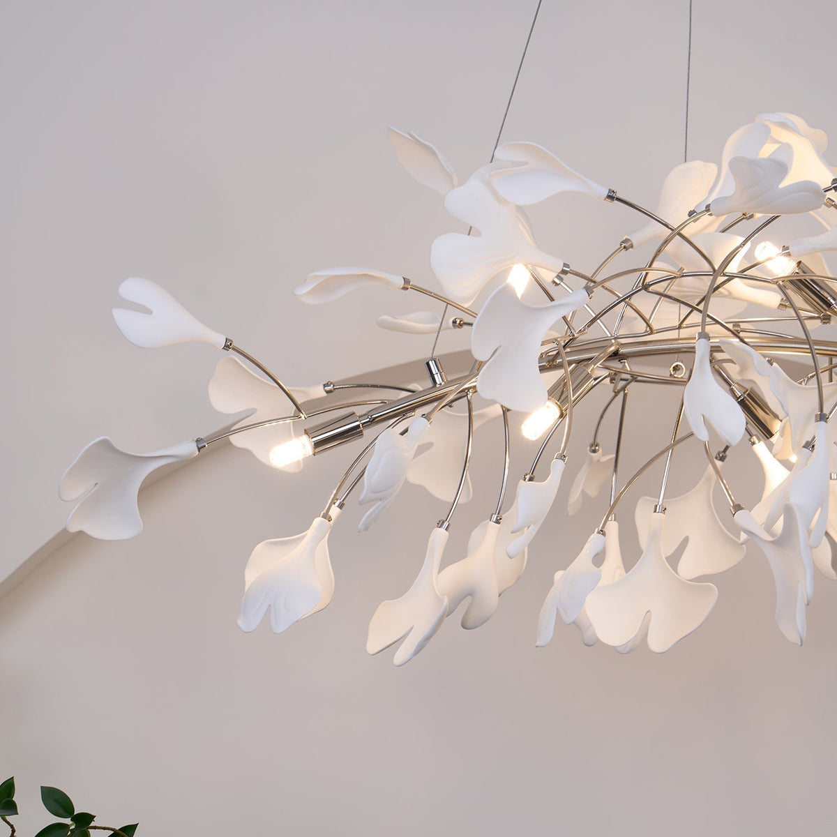 Zubeles Gingko Chandelier Art Deco Bent Downwards