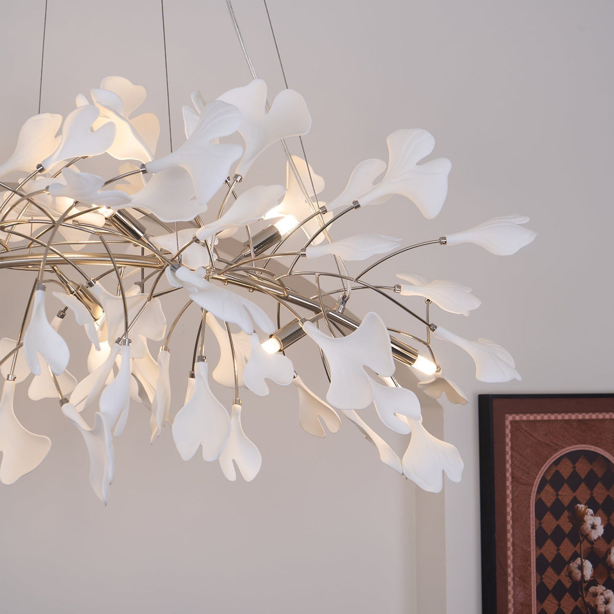 Zubeles Gingko Chandelier Art Deco Bent Downwards