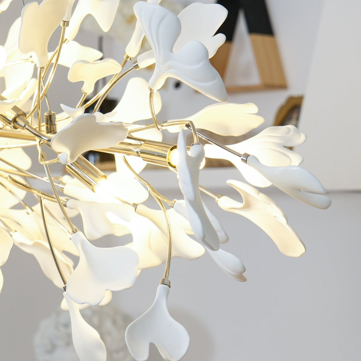 Zubeles Gingko Chandelier Art Deco Bent Downwards