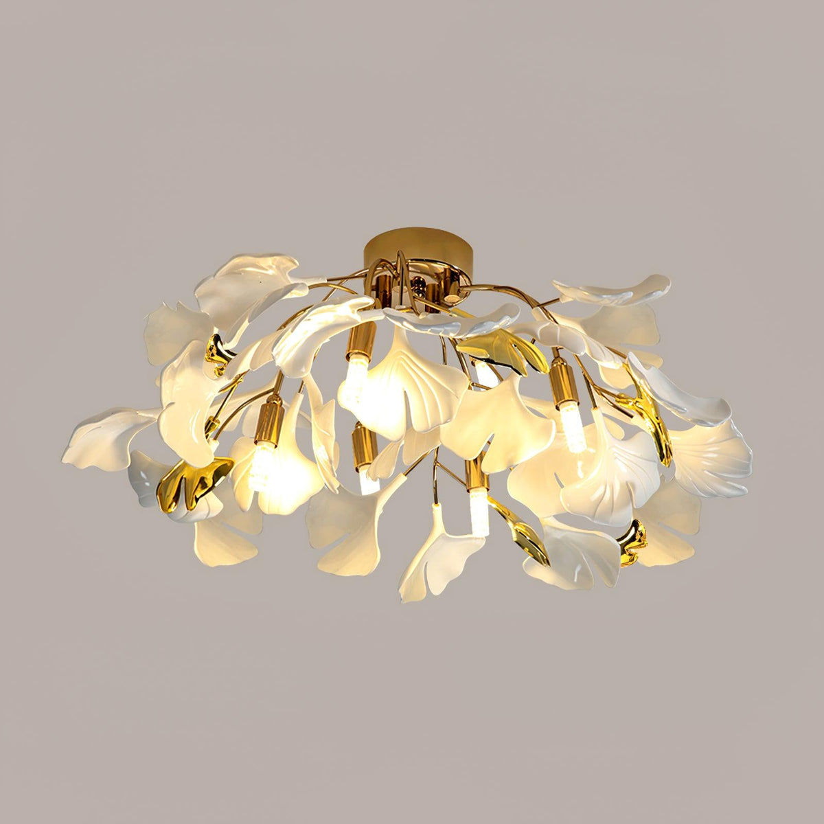 Orienaya Ceiling Lamp Gingko Leaves with Brass Branch