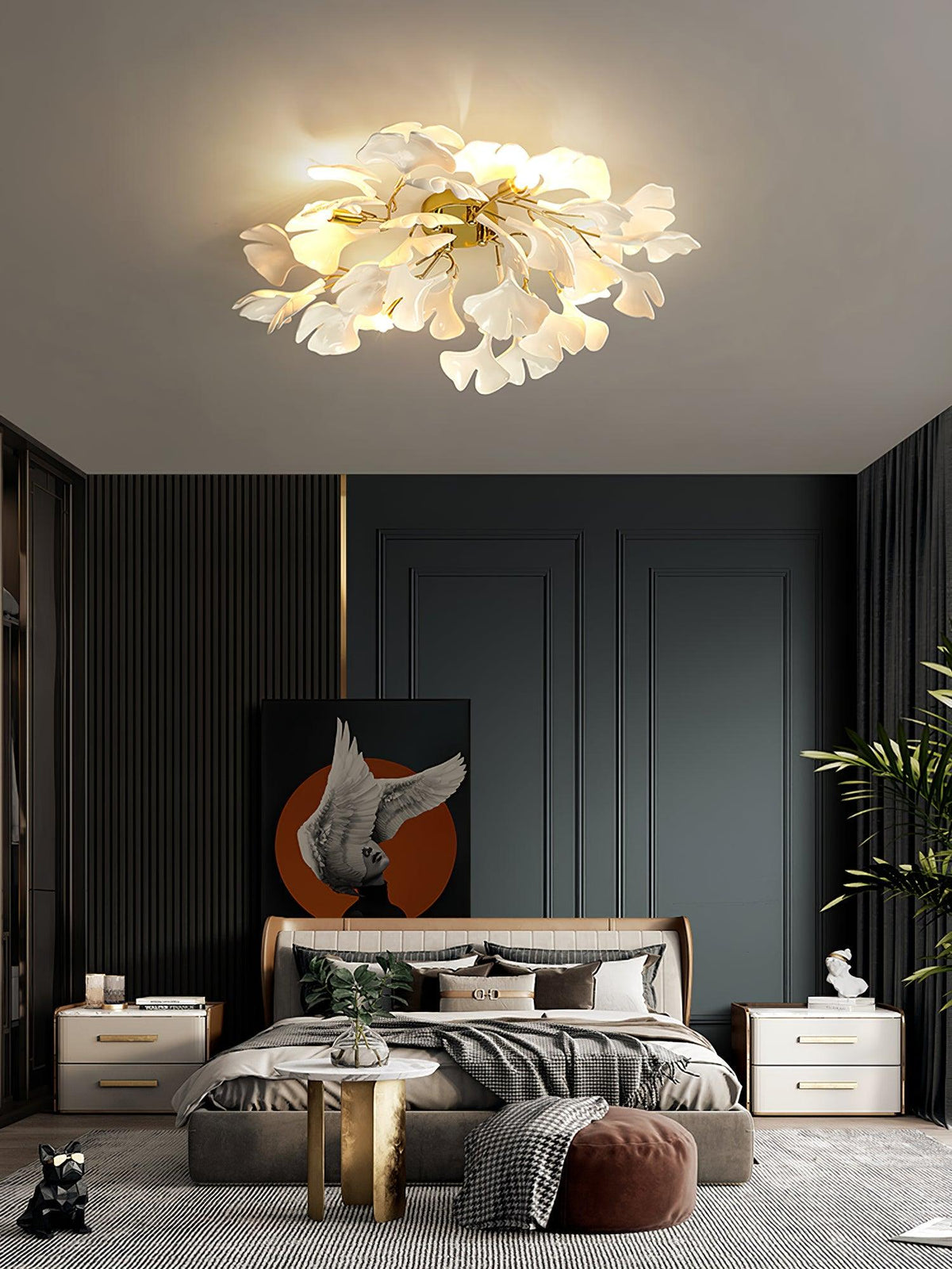Orienaya Ceiling Lamp Gingko Leaves with Brass Branch