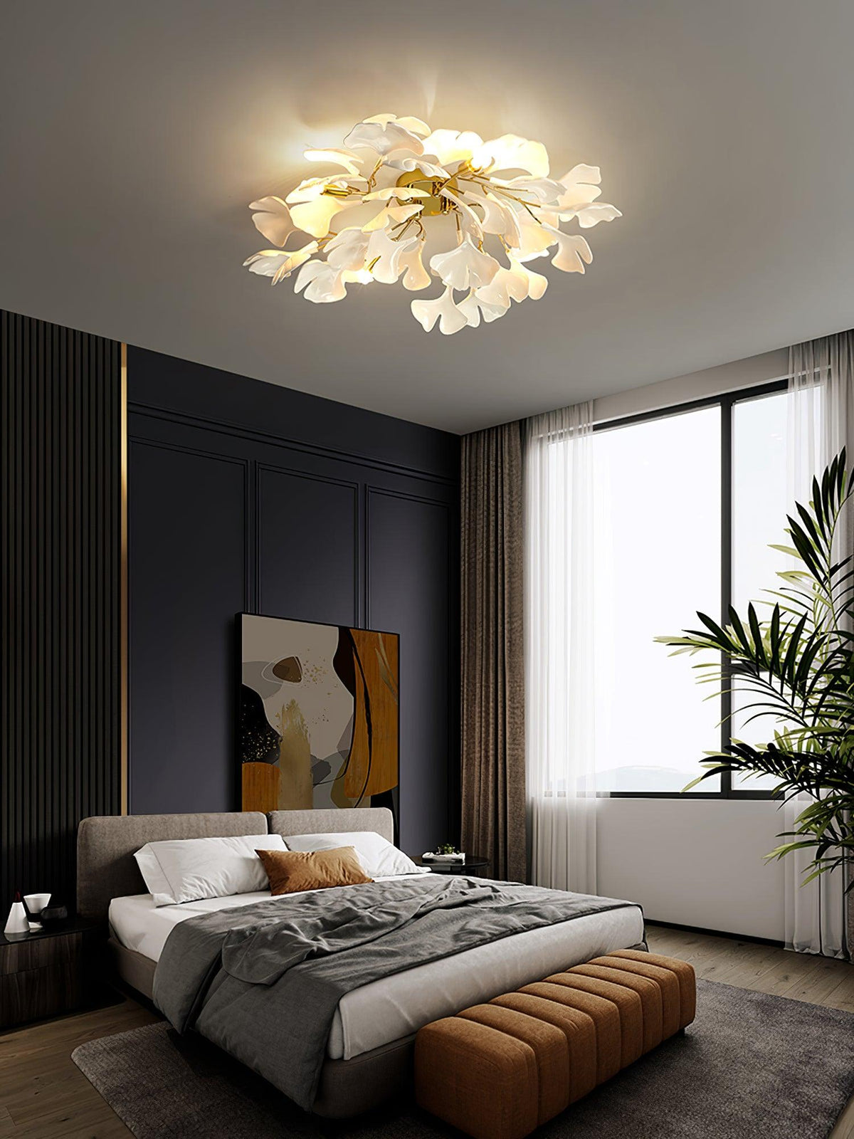 Orienaya Ceiling Lamp Gingko Leaves with Brass Branch