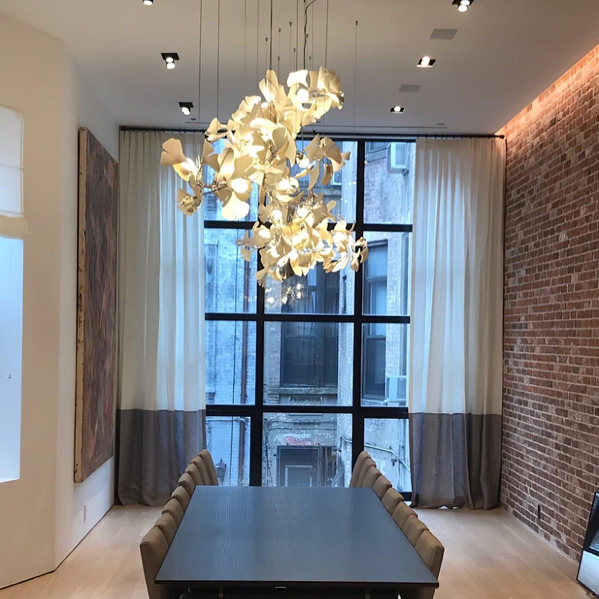 Calix Chandelier Frame Ceramic Gingko Leaf Shade White Gold Modern