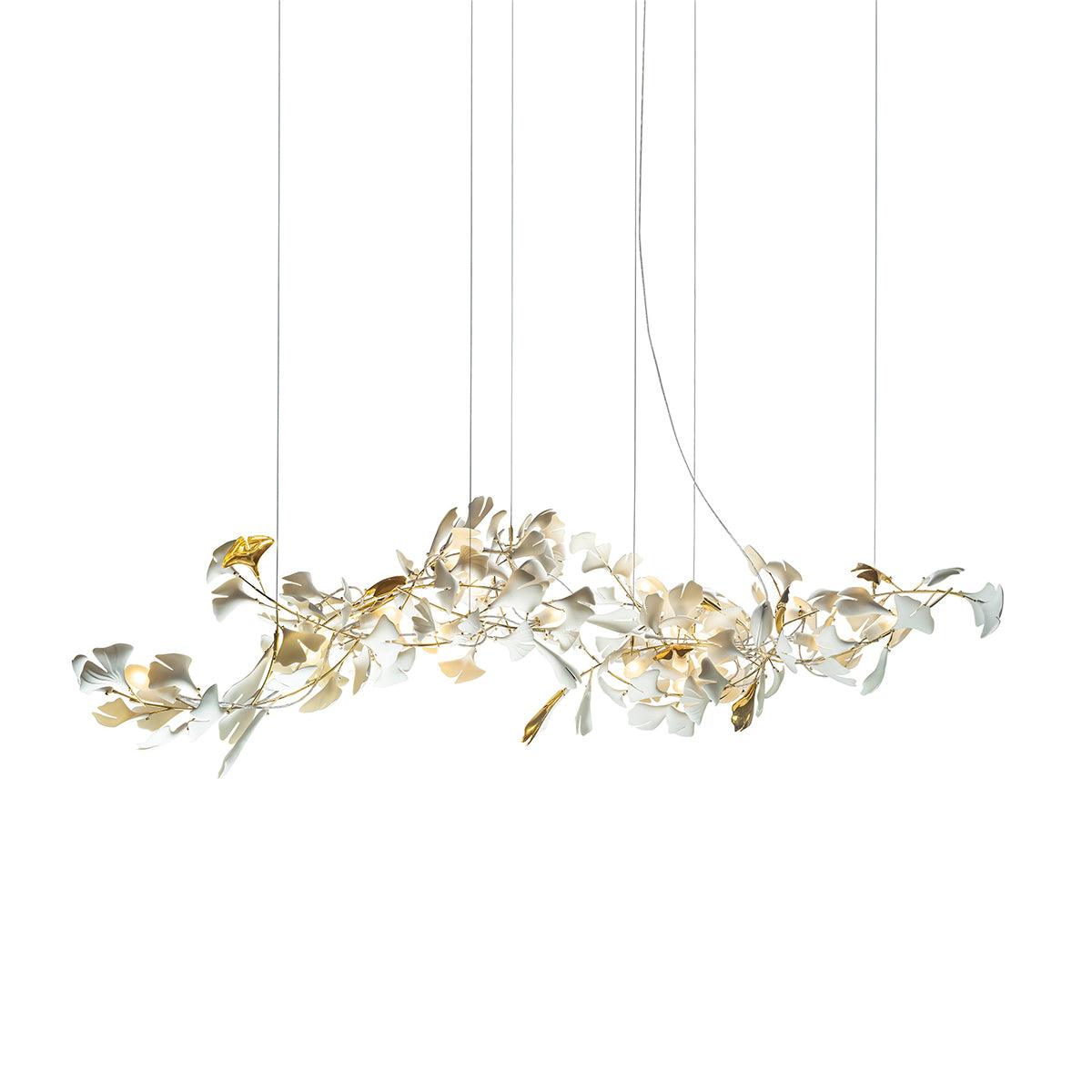Calix Chandelier Frame Ceramic Gingko Leaf Shade White Gold Modern