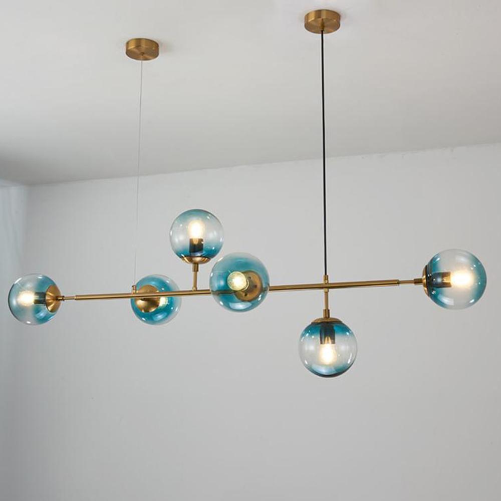 Cagubit Industrial Long Linear Metal Hanging Bubble Multi Clear Glass Bulb Bedroom Pendant Light Brass/Black