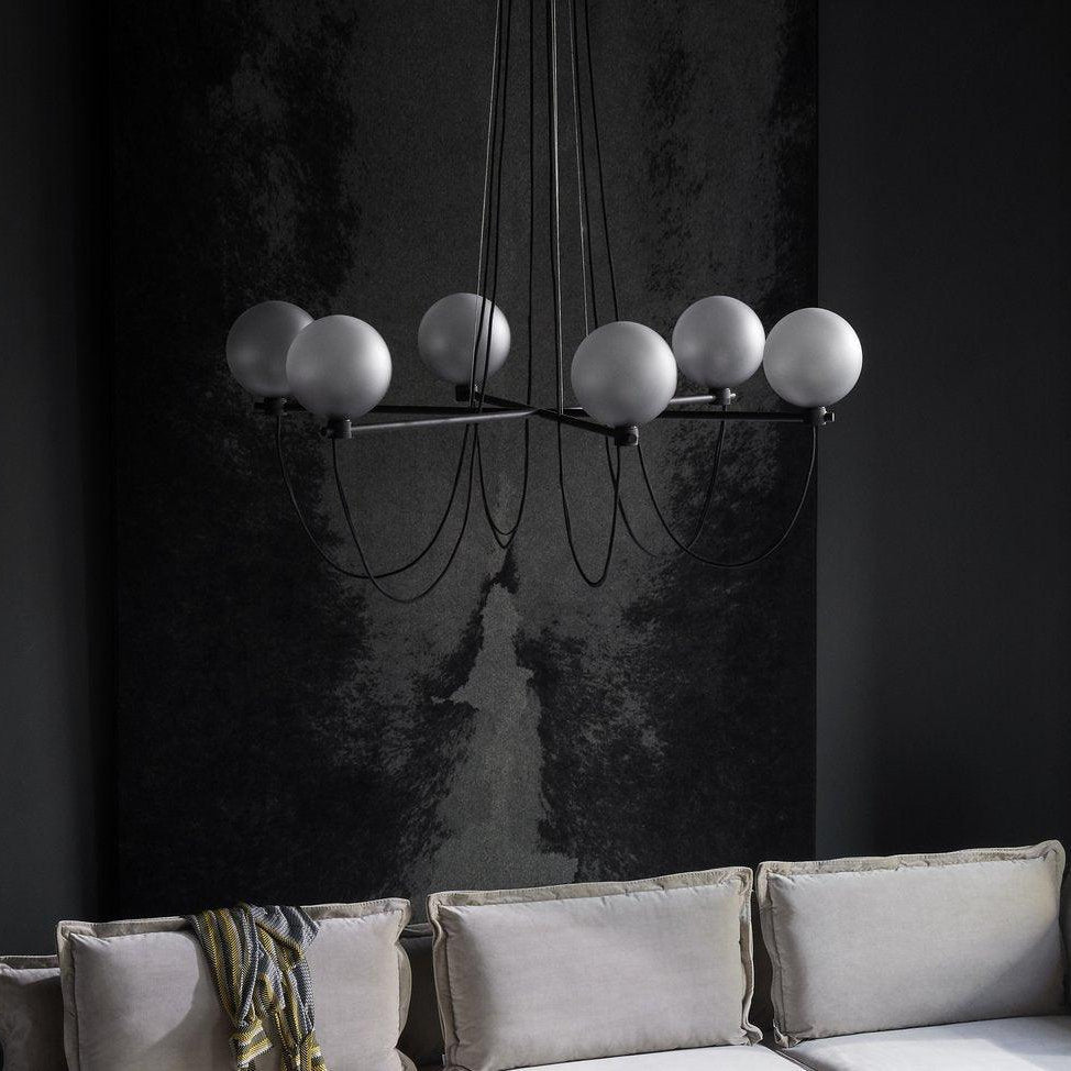 Makosed Nordic Modern Glass Ball Chandelier, Smoke Gray/Blue
