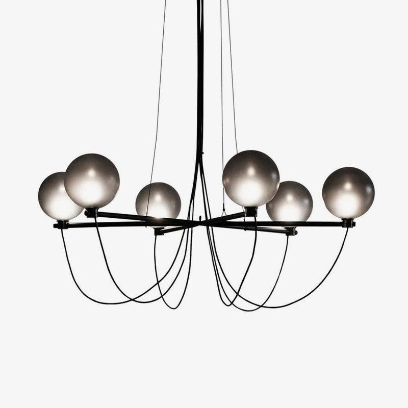Makosed Nordic Modern Glass Ball Chandelier, Smoke Gray/Blue