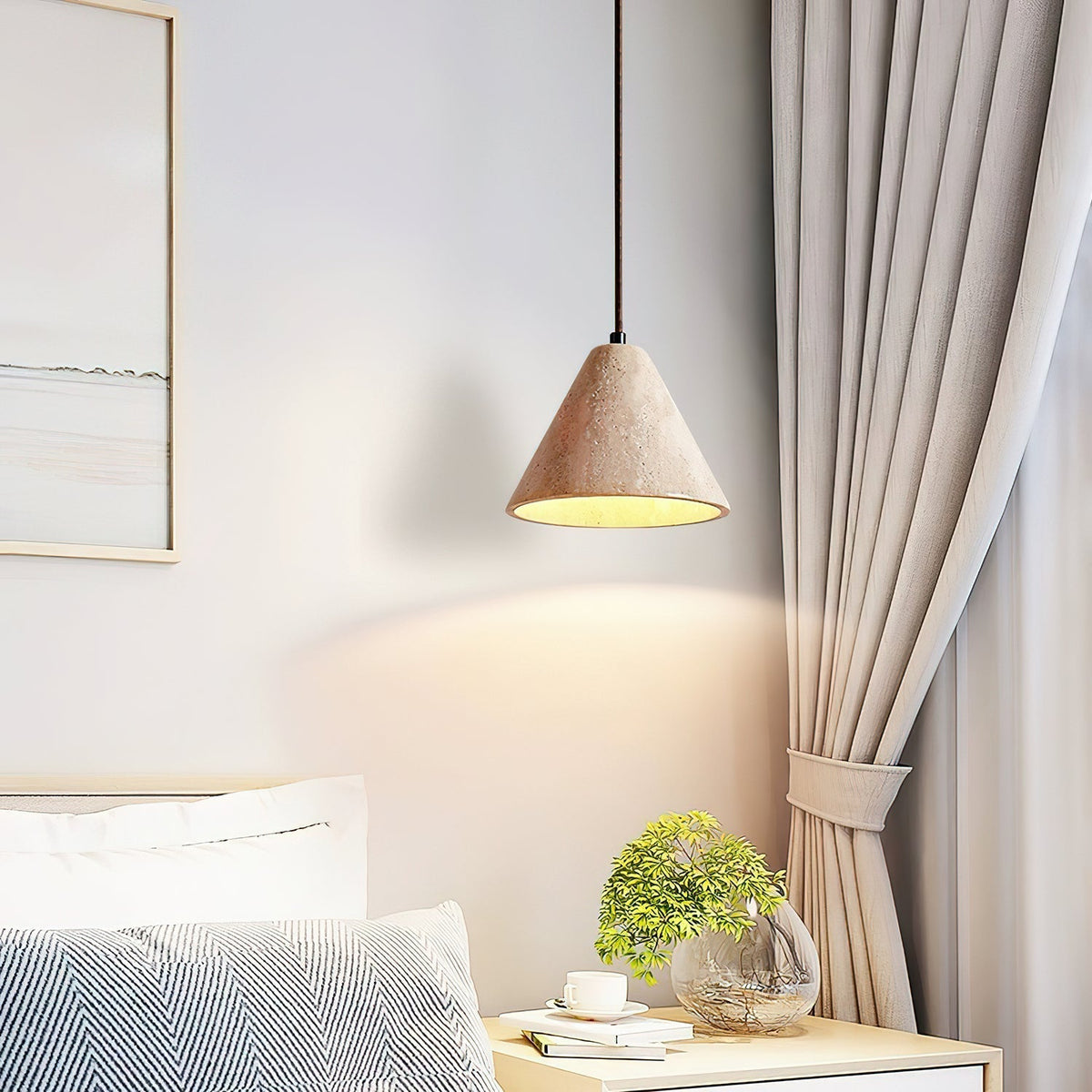 Cezoriel Conical Travertine Pendant Light