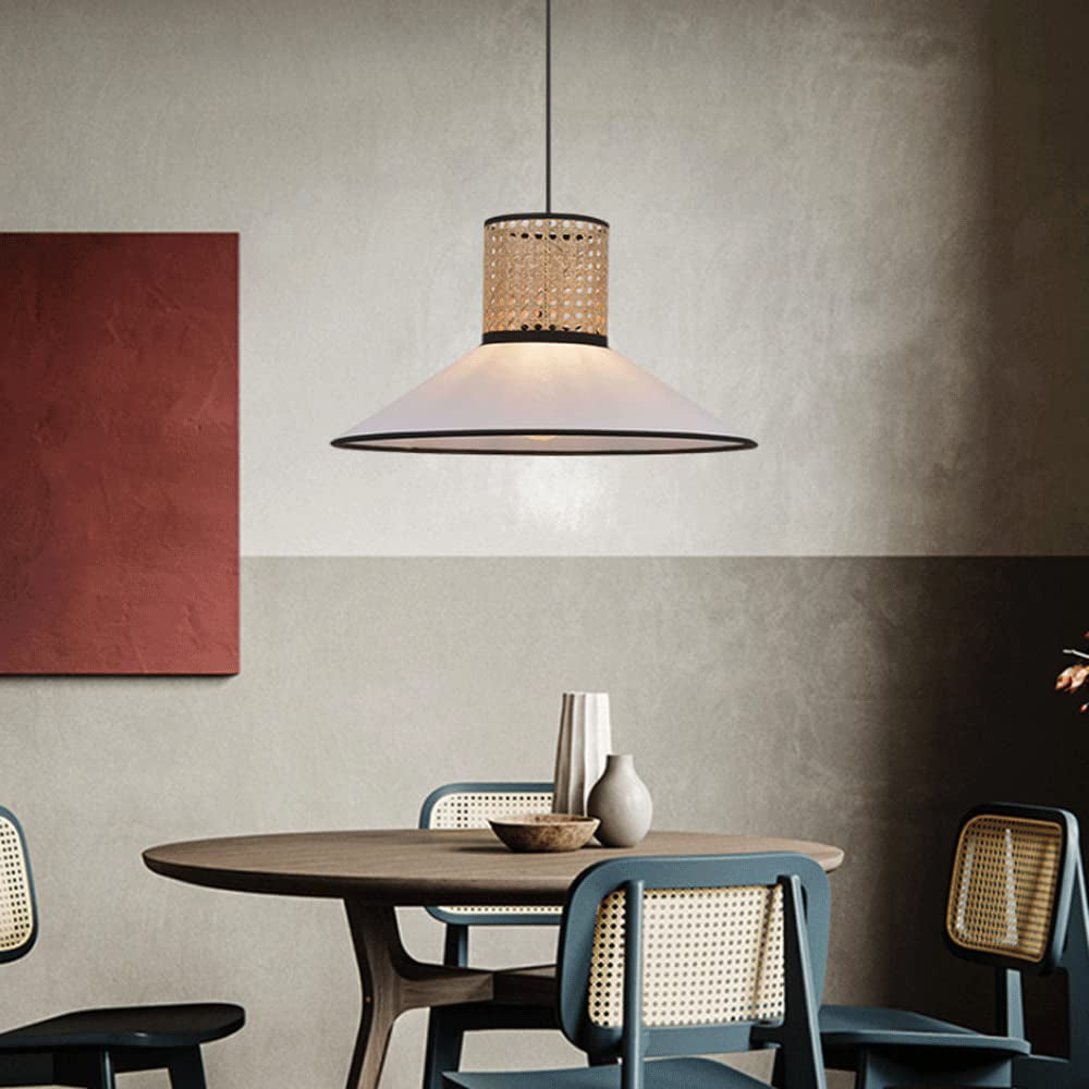 Cuninul Modern Rattan/FabricPendant Light, White