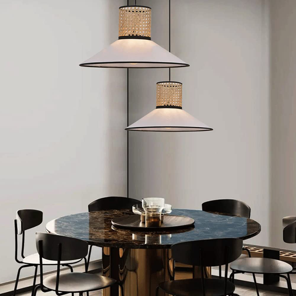 Cuninul Modern Rattan/FabricPendant Light, White