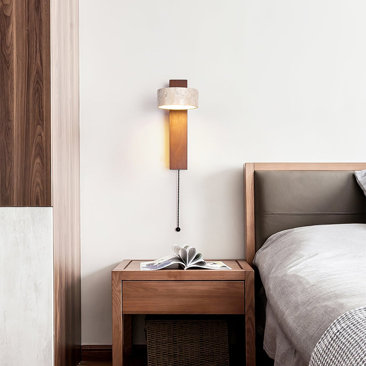 Tavalina Cylinder-Stack Travertine Wall Light