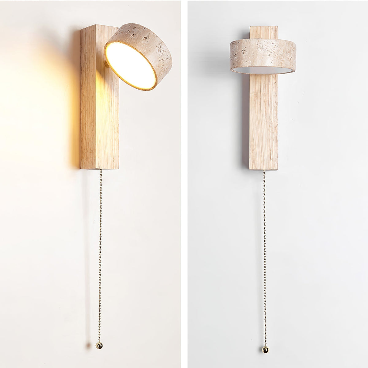 Tavalina Cylinder-Stack Travertine Wall Light
