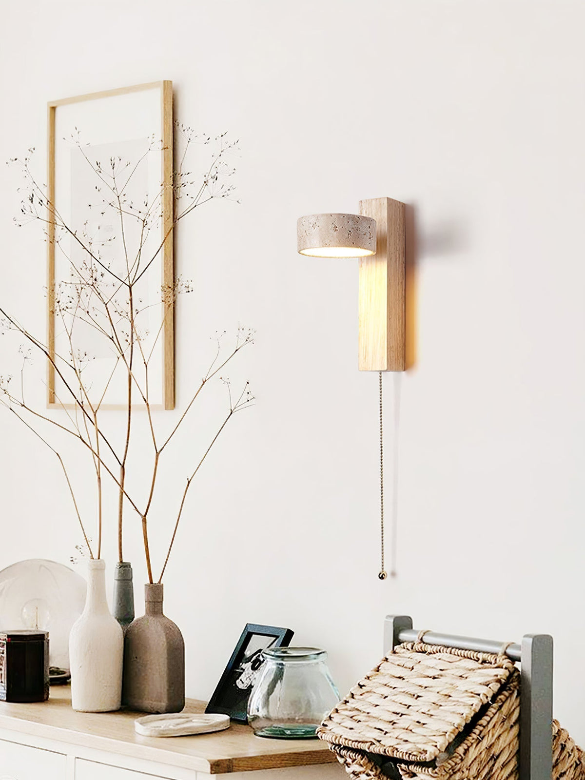 Tavalina Cylinder-Stack Travertine Wall Light