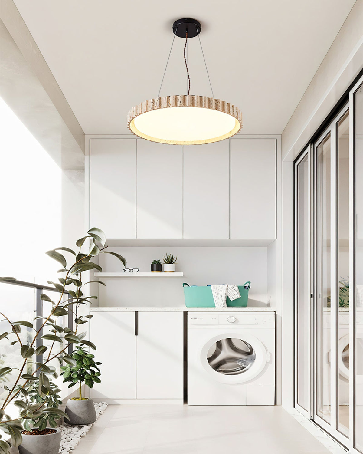 Elvenis Circular Travertine Pendant Light