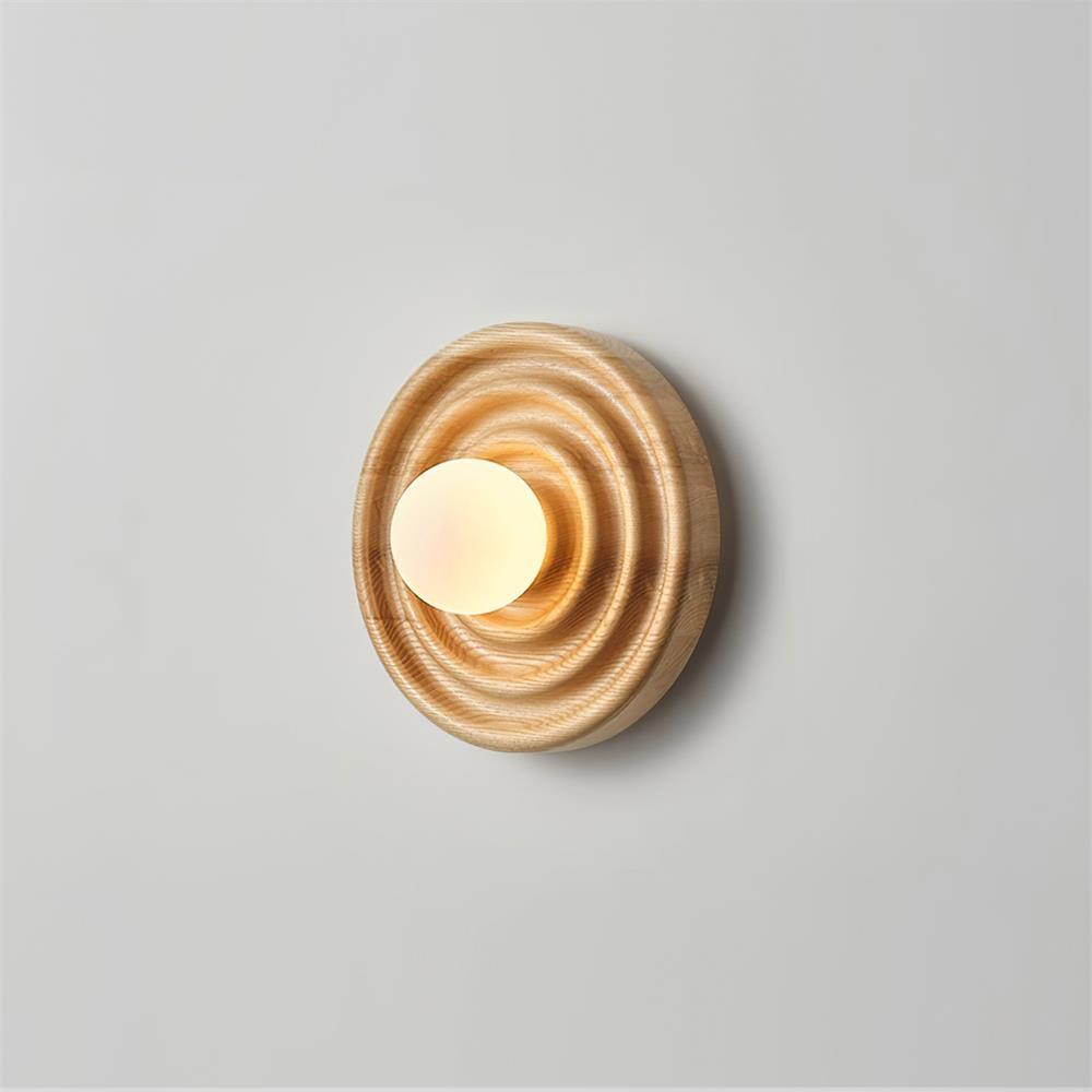 Aldinise Wall Lamp Ripple with Ash Wood Body and Glass Globe Shade