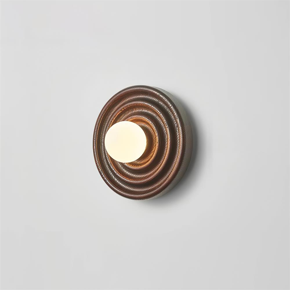 Aldinise Wall Lamp Ripple with Ash Wood Body and Glass Globe Shade