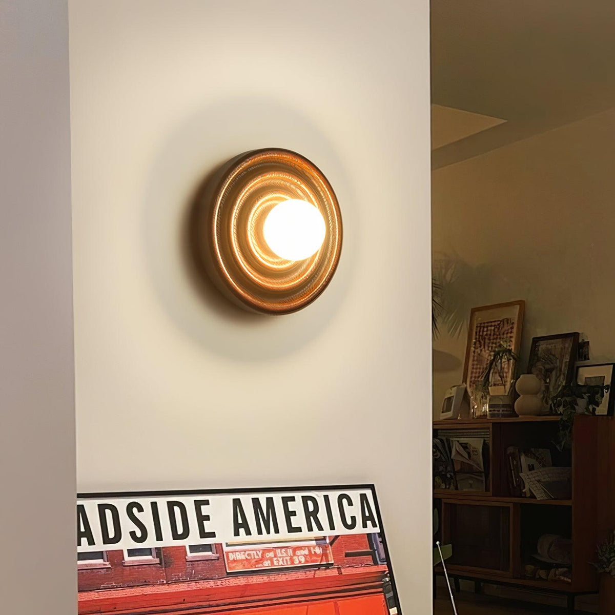 Aldinise Wall Lamp Ripple with Ash Wood Body and Glass Globe Shade