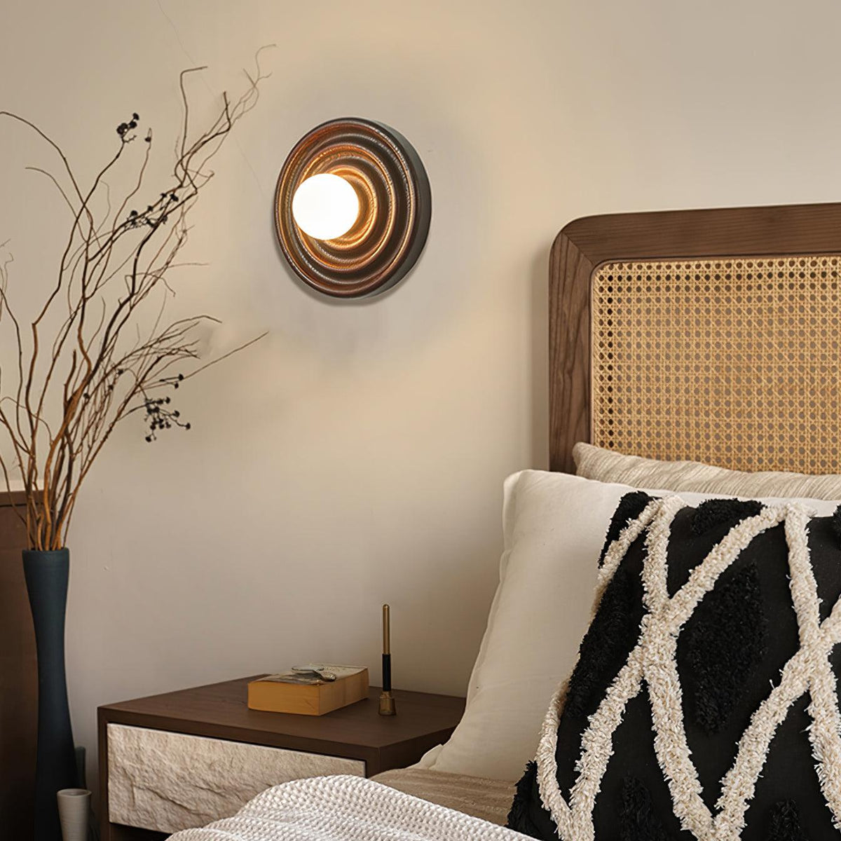 Aldinise Wall Lamp Ripple with Ash Wood Body and Glass Globe Shade