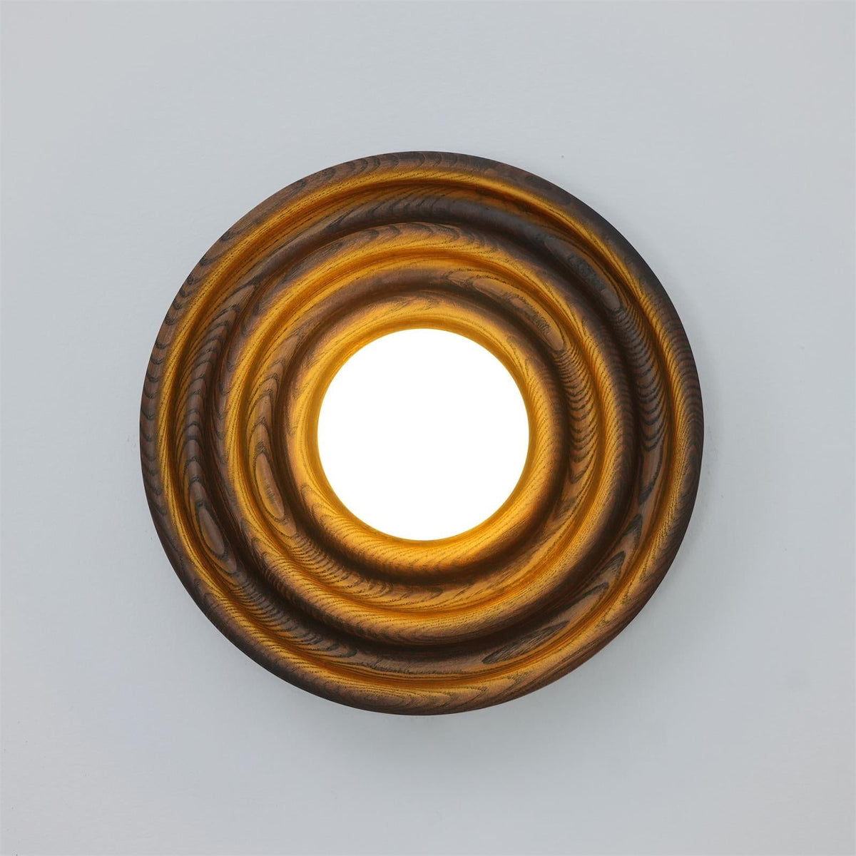 Aldinise Wall Lamp Ripple with Ash Wood Body and Glass Globe Shade