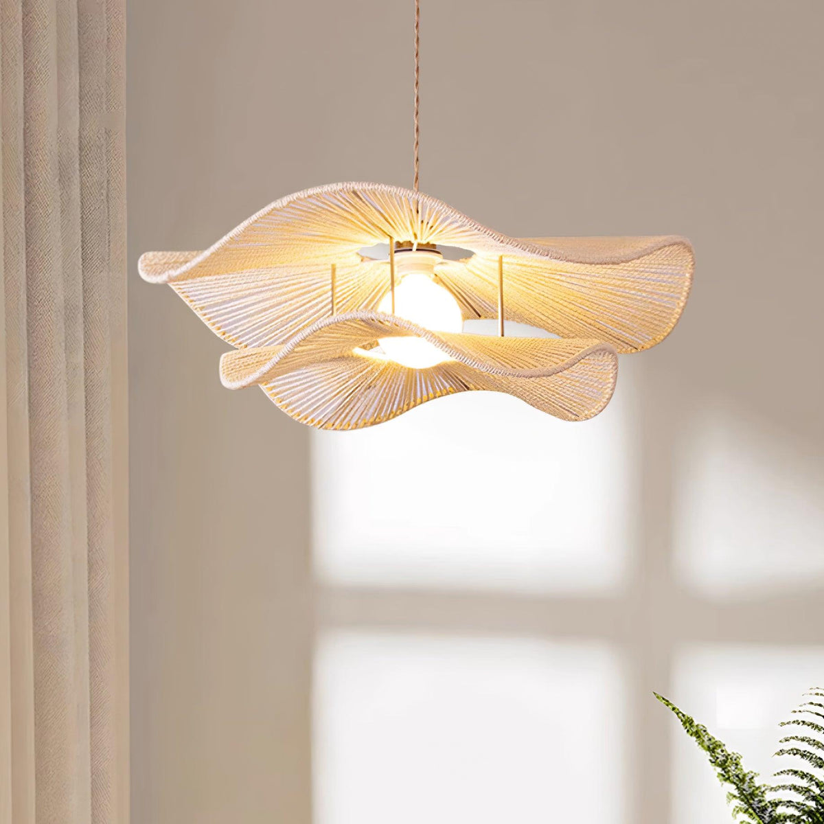 Solin Wave Rattan Pendant Light