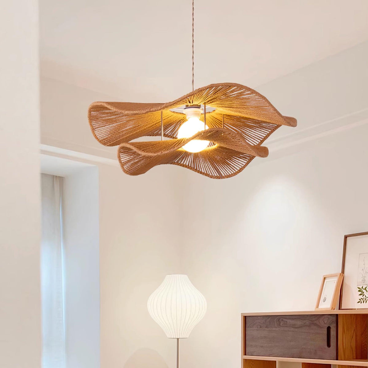 Solin Wave Rattan Pendant Light