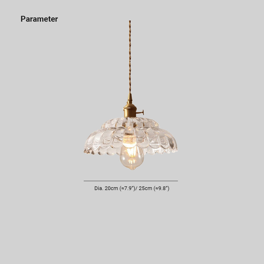 Sosamonu Vintage Pendant Light Clear Metal/Glass Bedroom/Dining Room