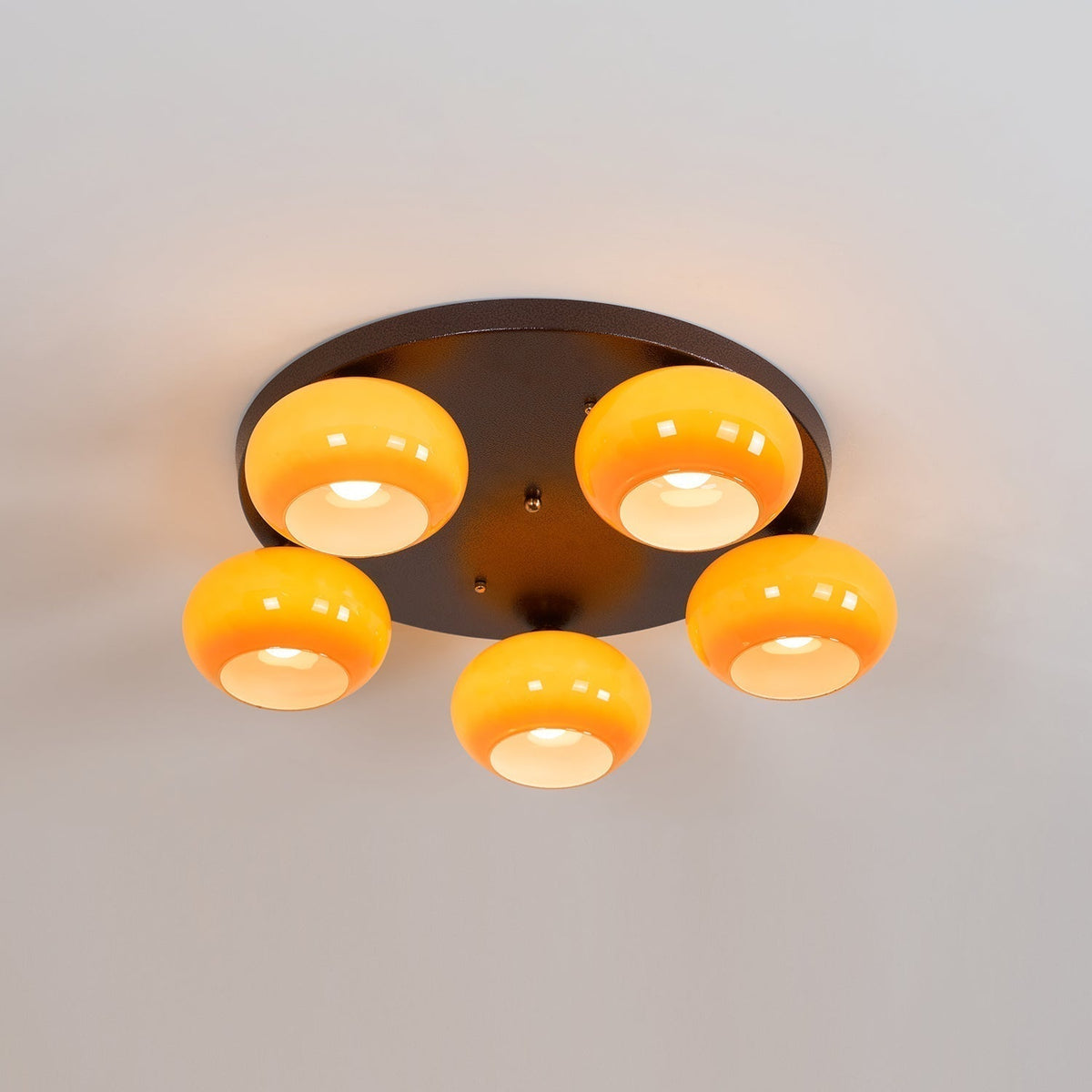 Luno 5-Light Amber Glass Flush Mount Ceiling Light