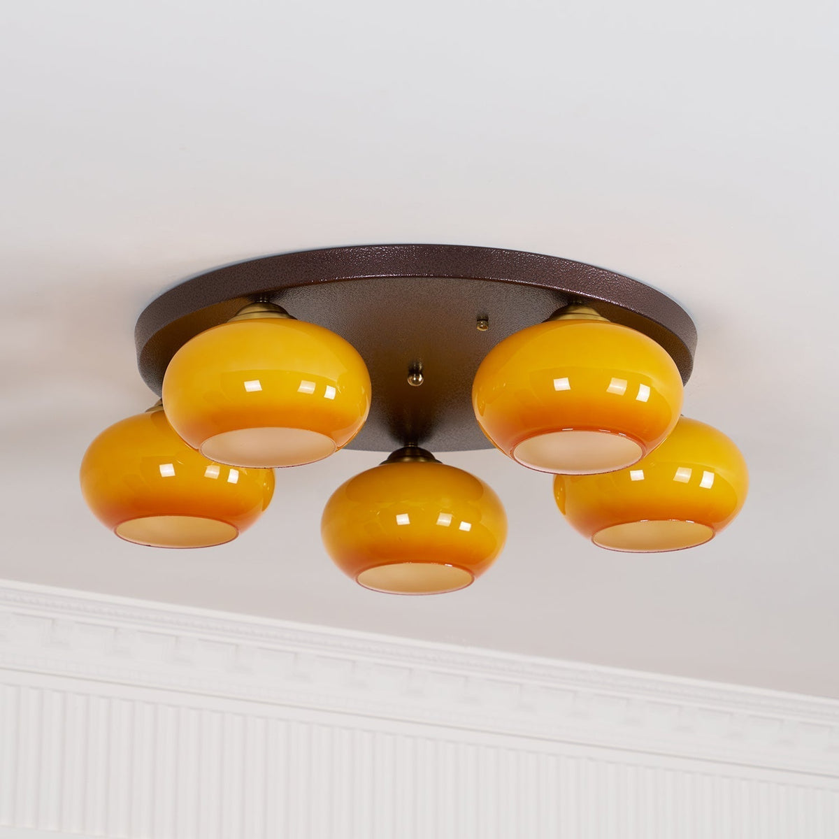 Luno 5-Light Amber Glass Flush Mount Ceiling Light