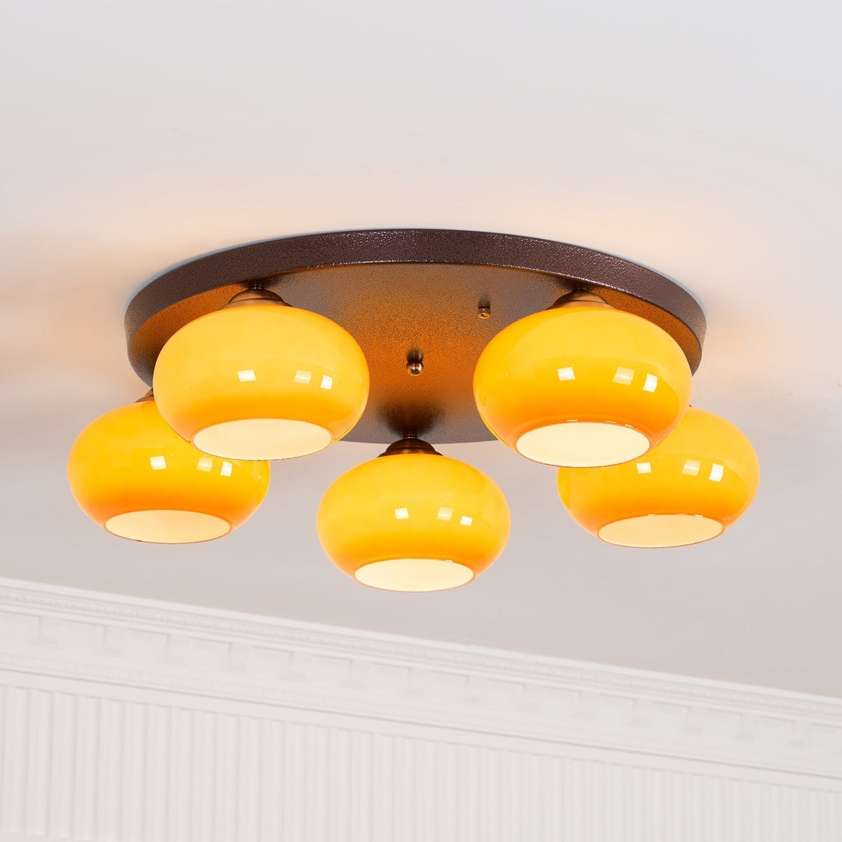 Luno 5-Light Amber Glass Flush Mount Ceiling Light