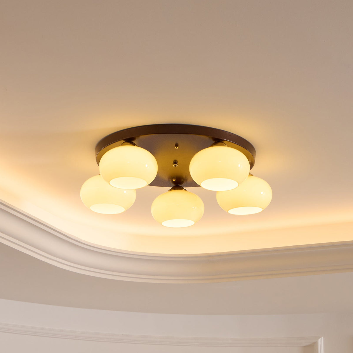 Luno 5-Light Amber Glass Flush Mount Ceiling Light