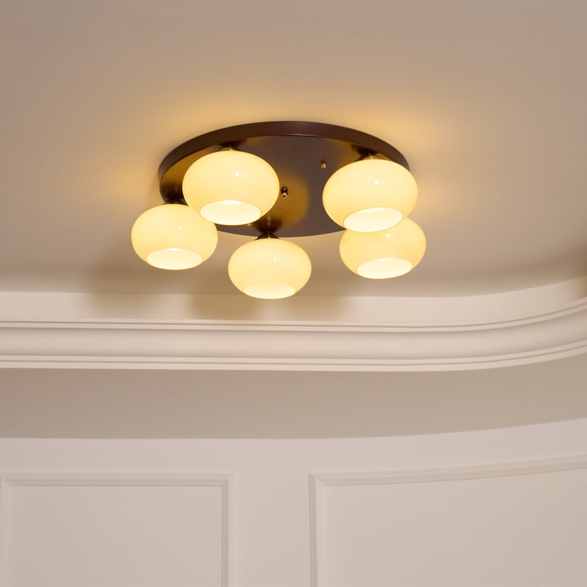 Luno 5-Light Amber Glass Flush Mount Ceiling Light