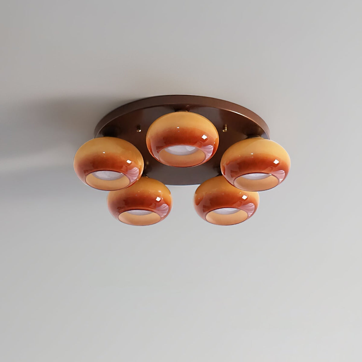 Luno 5-Light Amber Glass Flush Mount Ceiling Light