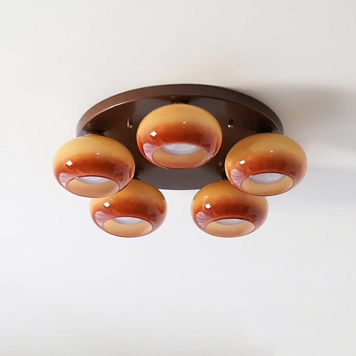 Luno 5-Light Amber Glass Flush Mount Ceiling Light